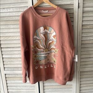 Oversized O'Neill Sunset Graphic Sweatshirt in Terracotta